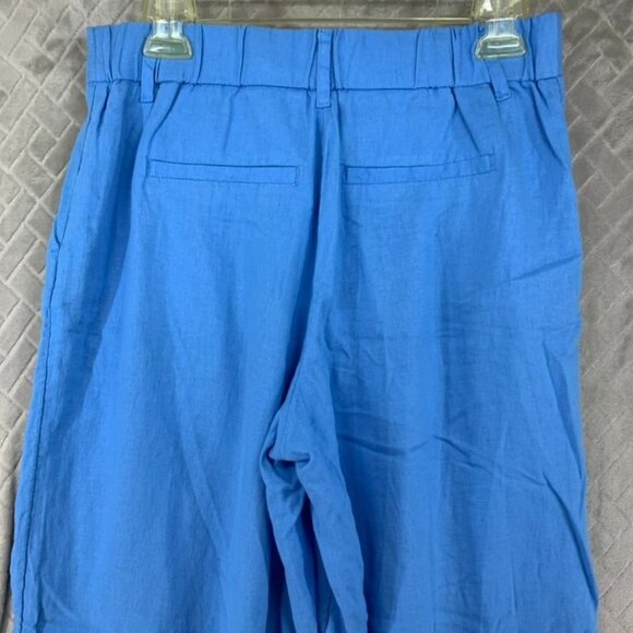 A New Day Womans 6 Linen Blend Pants Blue High Rise Baggy Straight Leg - Picture 12 of 15